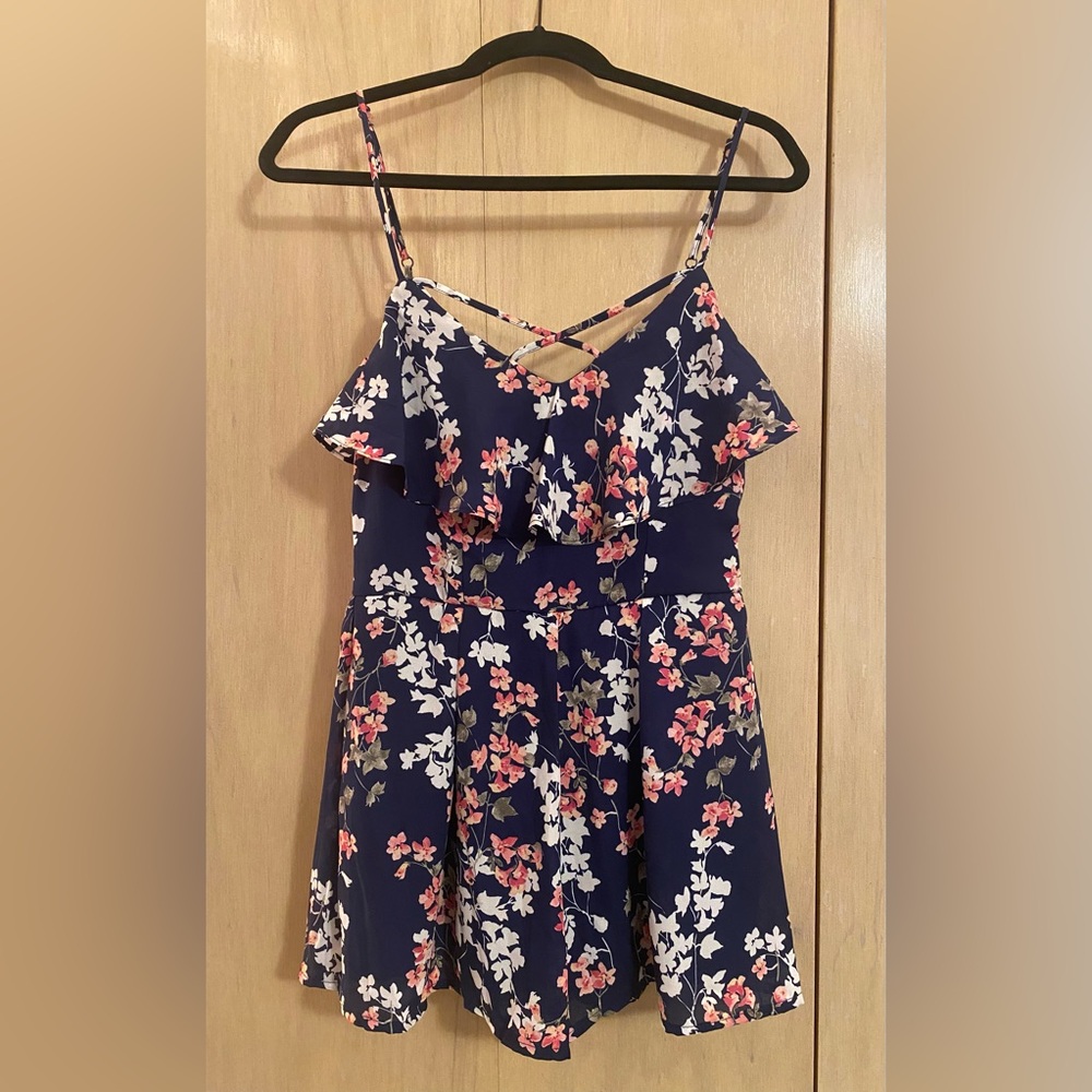 Women’s Trixxi Navy Floral Romper - Size L